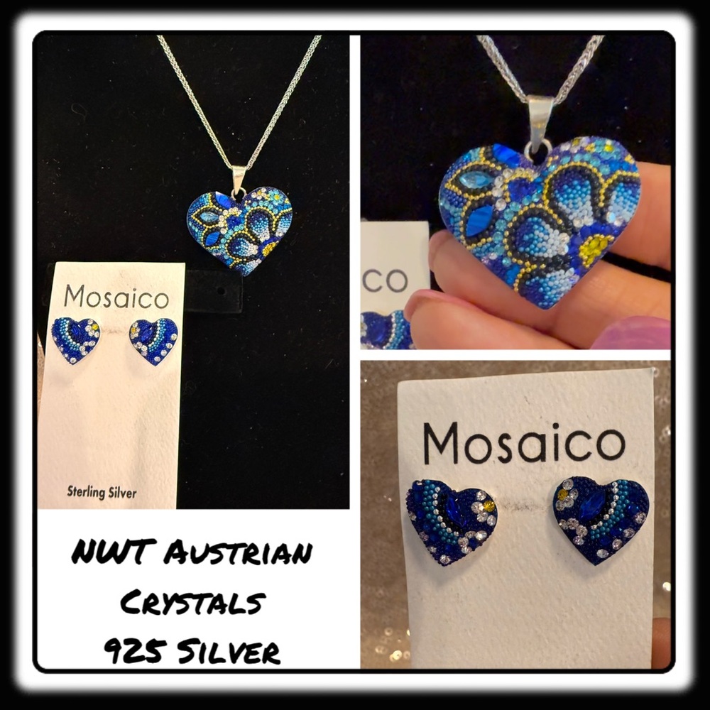 Nwt Mosaico Austrian Crystal Necklace & Earrings New Line!